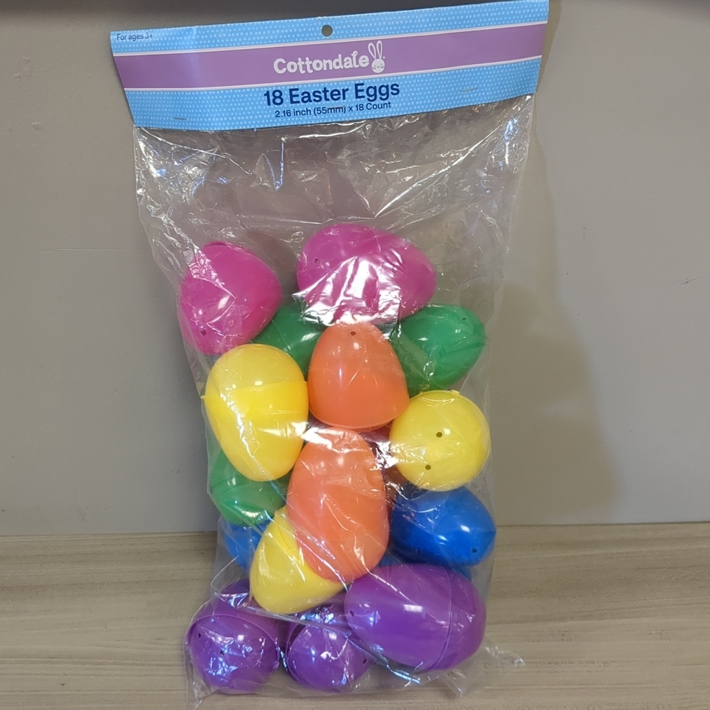 Plastic Easter Eggs Set Of 18 Size 2.16" Colorful Eggs